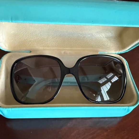 Tiffany Sunglasses EUC Black with the Tiffany Blue - Picture 3 of 5